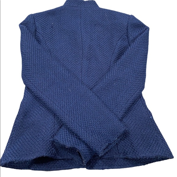 Max Studio Patch Pocket Weave Blazer Jacket Women’s Gold Button Blue Medium - Picture 5 of 9